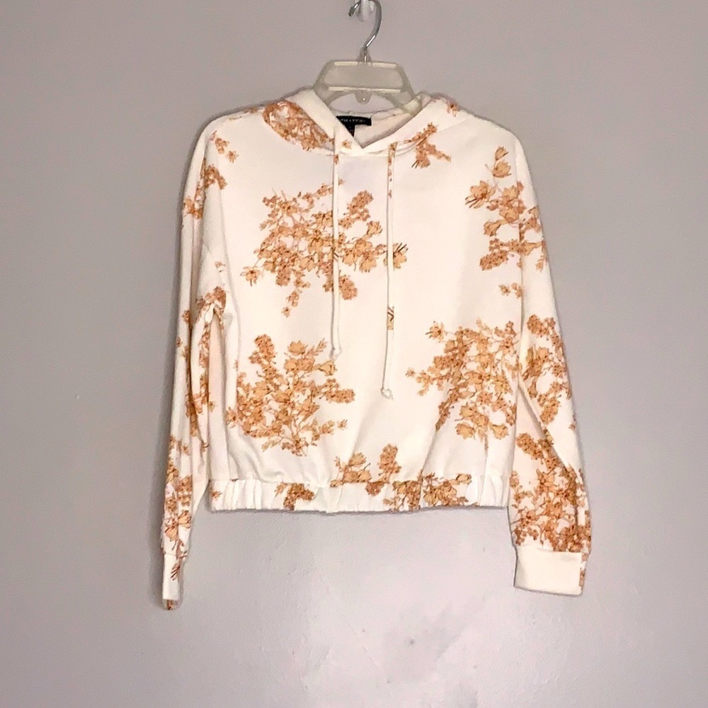 Emma Floral Peach Hooded Everyday Pullover Sweatshirt small women’s new w/o tag